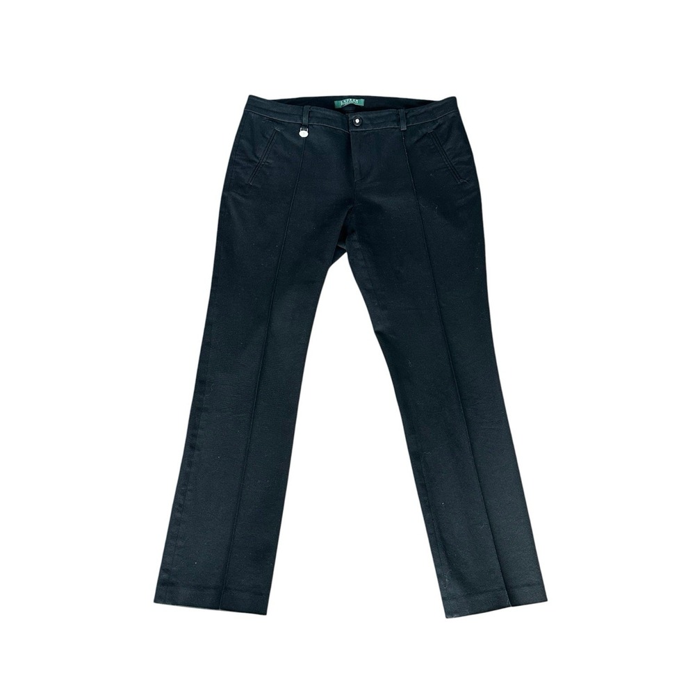 Lauren Ralph Lauren Pants Womens 10P Black Mid-Rise Straight Leg Slash Pockets
